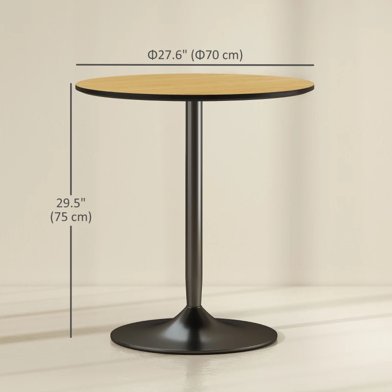 HOMCOM 27.6" Round Kitchen Table for 2, Modern Small Dining Table with Wood Veneer, Steel Base for Dining Room, Natural