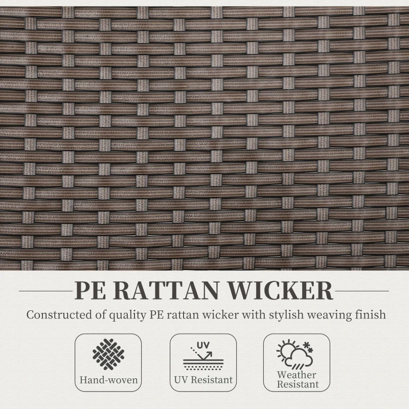 Outsunny Folding Wicker Patio Dining Chair with 5-level Reclining Back, Wooden Armrests for Outdoor, Garden, Backyard, Brown