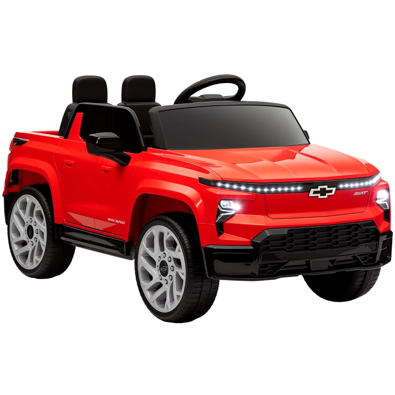 Qaba 12V Chevrolet Silverado EV RST Licensed Kids Electric Car with Parent Remote Control, Spring Suspension, Red