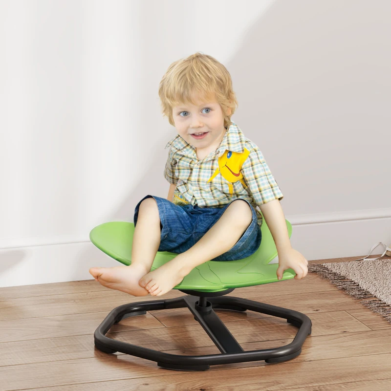 Qaba Butterfly-Shaped Kids Swivel Chair, Non-Slip Sit and Spin Sensory Chair for Training Body Coordination, Green