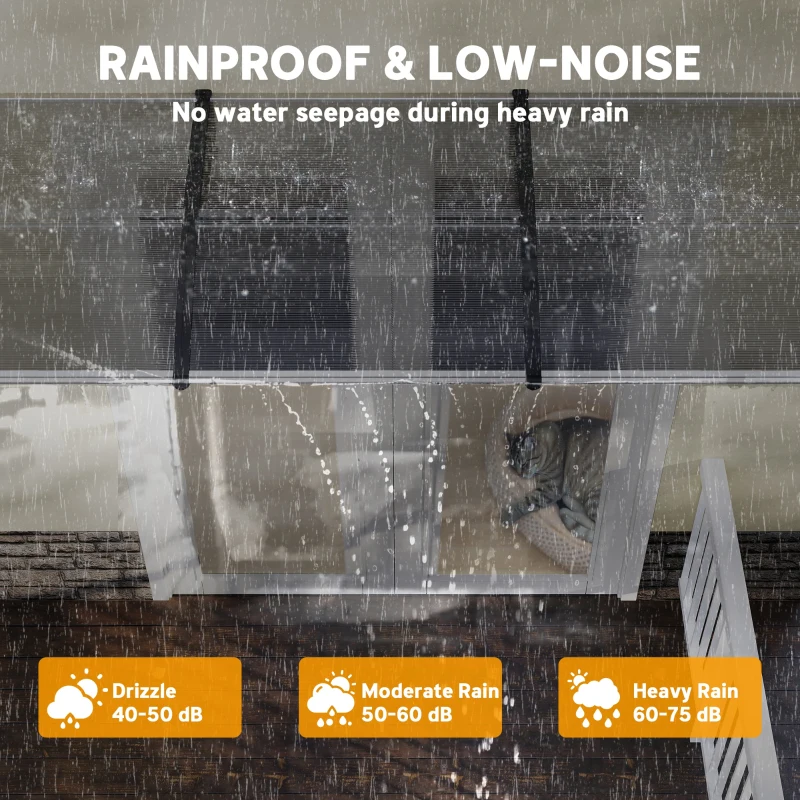 Outsunny Awning Door Canopy, 119.3" x 37.8", Polycarbonate Front Door Outdoor Patio Cover for UV Protection, Clear