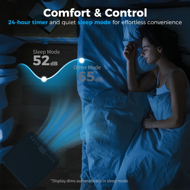 HOMCOM 10000 BTU Portable Air Conditioner with Fan & Dehumidifier Mode, Quiet AC Unit with Remote Control, 24-Hour Timer, Black