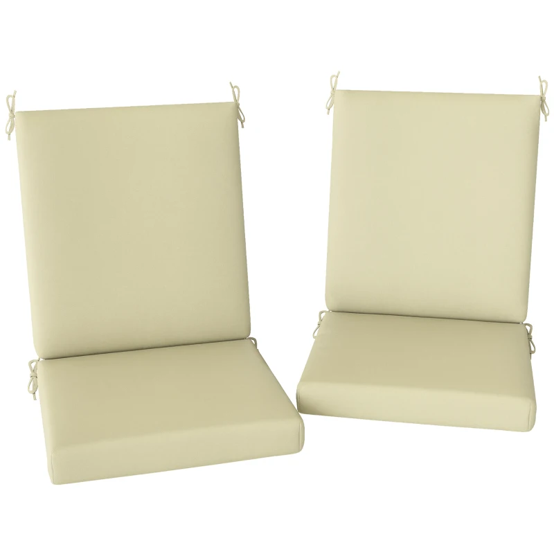 Outsunny Outdoor Cushions Set of 2 for Dining Chairs, Outdoor Seat Cushions with Back, Fade-Resistant Yarn-Dyed Polyester, Beige