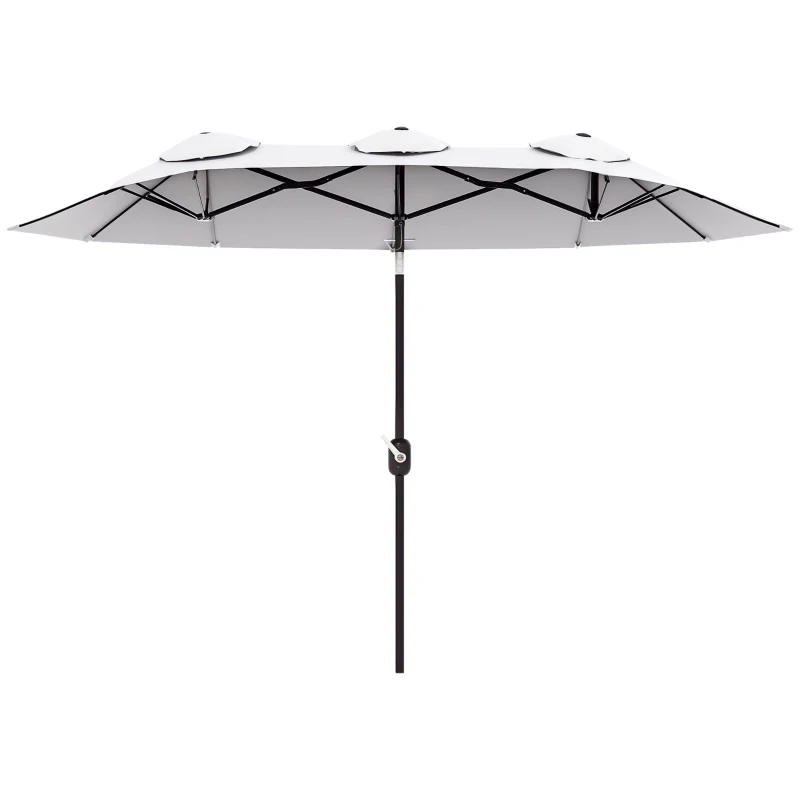 Outsunny 9.7' Double-sided Outdoor Patio Umbrella with Tilt, Crank and Vents, Cream White