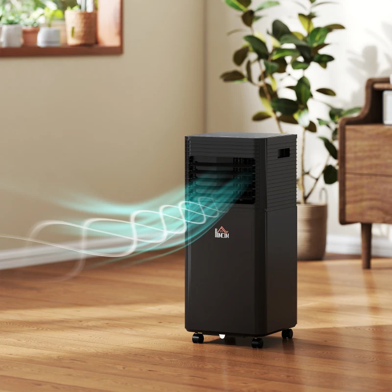 HOMCOM 8000 BTU Portable Air Conditioner with Dehumidifier, Cooling Fan, Sleep, Remote, 24H Timer, Auto Off, Black