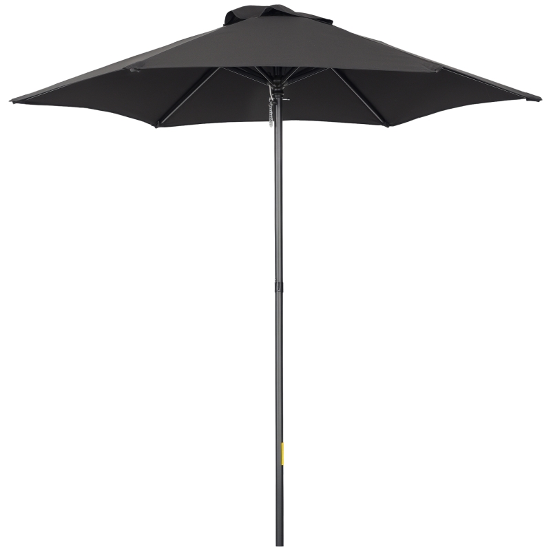 Outsunny 6.6FT Patio Umbrella, Outdoor Parasol with 6 Solid Ribs, Black