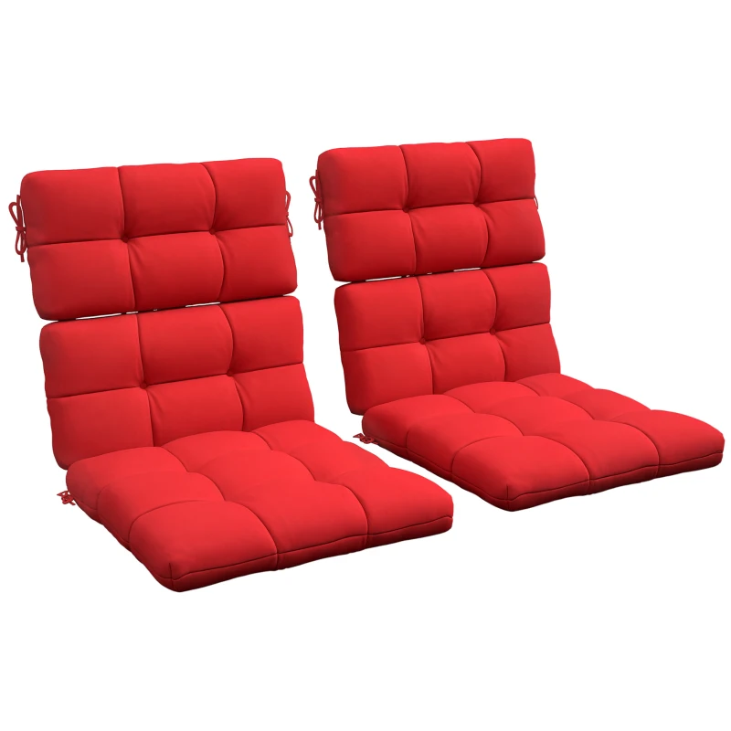 Outsunny 2-Piece Back Seat Cushion Replacement, Outdoor Patio Chair Cushions Set with Ties, Button Tufted, Red