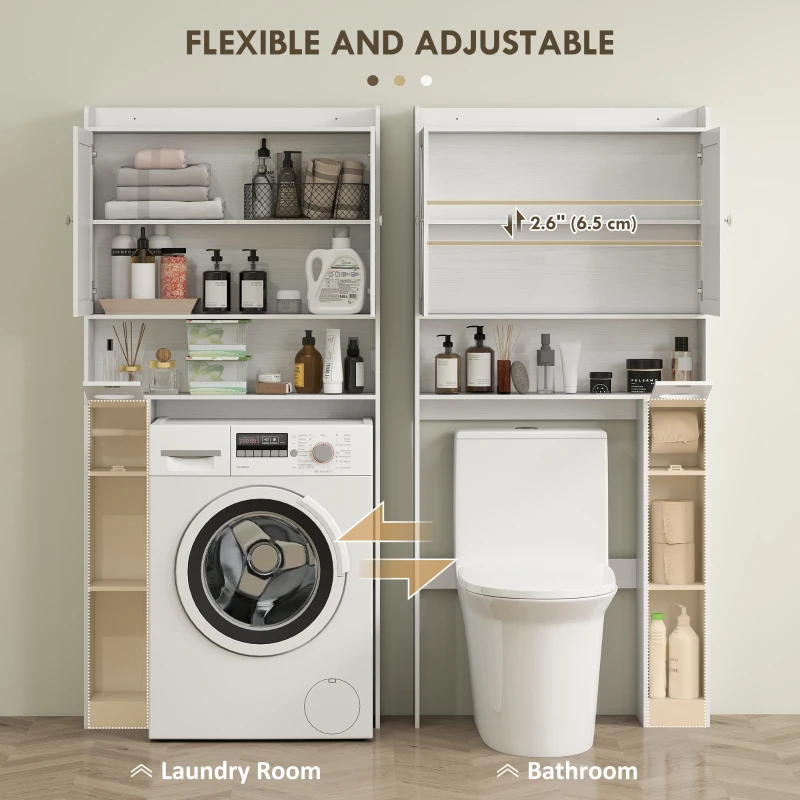 HOMCOM Farmhouse Over the Toilet Cabinet with Barn Doors, Over the Toilet Storage Cabinet with Adjustable Shelf, White