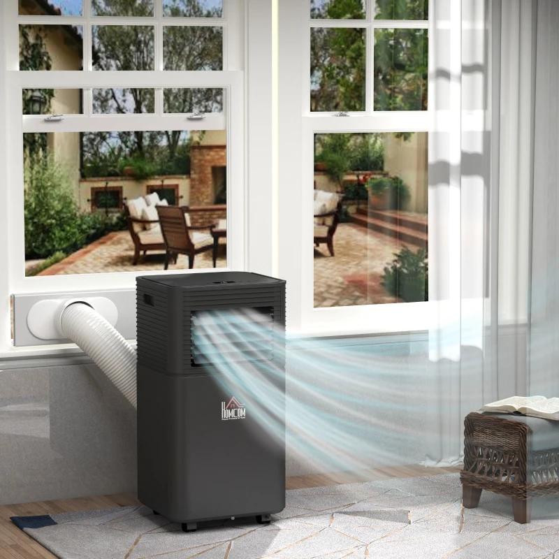 HOMCOM 8000 BTU Portable Air Conditioner with Dehumidifier, Cooling Fan, Sleep, Remote, 24H Timer, Auto Off, Black