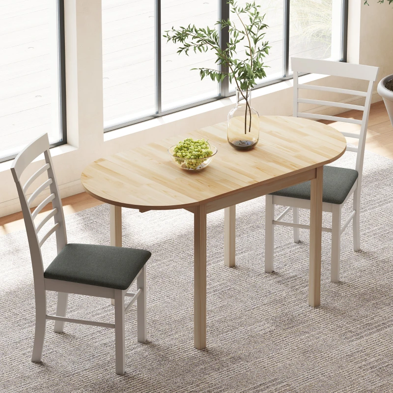 HOMCOM 55" Wood Kitchen Table, Drop Leaf Tables for Small Spaces, Natural