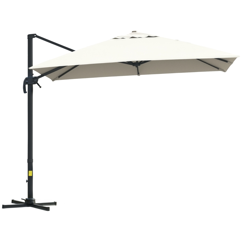 Outsunny 10x10ft Cantilever Umbrella Rotatable Square Top Market Parasol with 4 Adjustable Angle for Backyard Patio Outdoor Area Cream