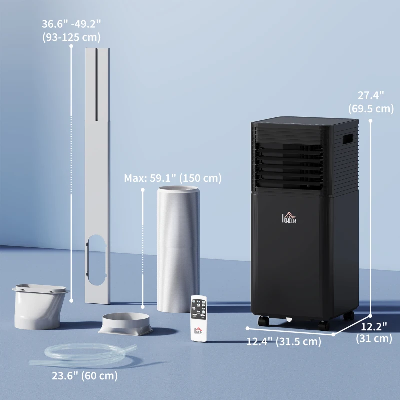 HOMCOM 10000 BTU Portable Air Conditioner with Fan & Dehumidifier Mode, Quiet AC Unit with Remote Control, 24-Hour Timer, Black