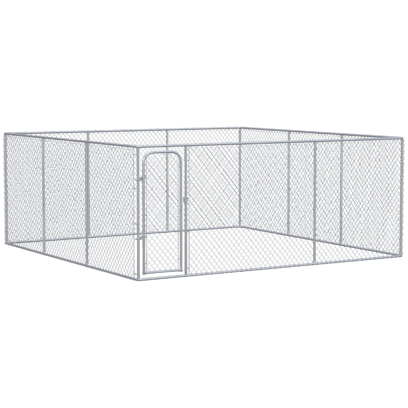 PawHut 227.7 Sq. Ft. Dog Playpen Outdoor with Galvanized Steel Frame, for Small and Medium Dogs, 15.1' x 15.1' x 6'