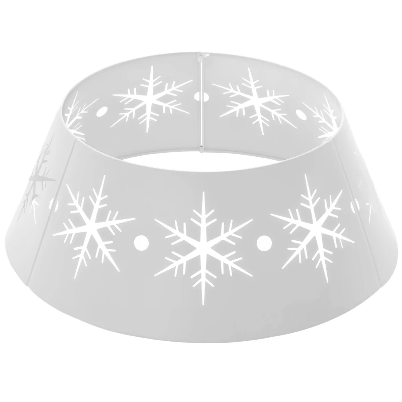 HOMCOM 26" Christmas Tree Base Cover, Christmas Tree Collar with Hollow Snowflake Patterns for Home Decoration, White