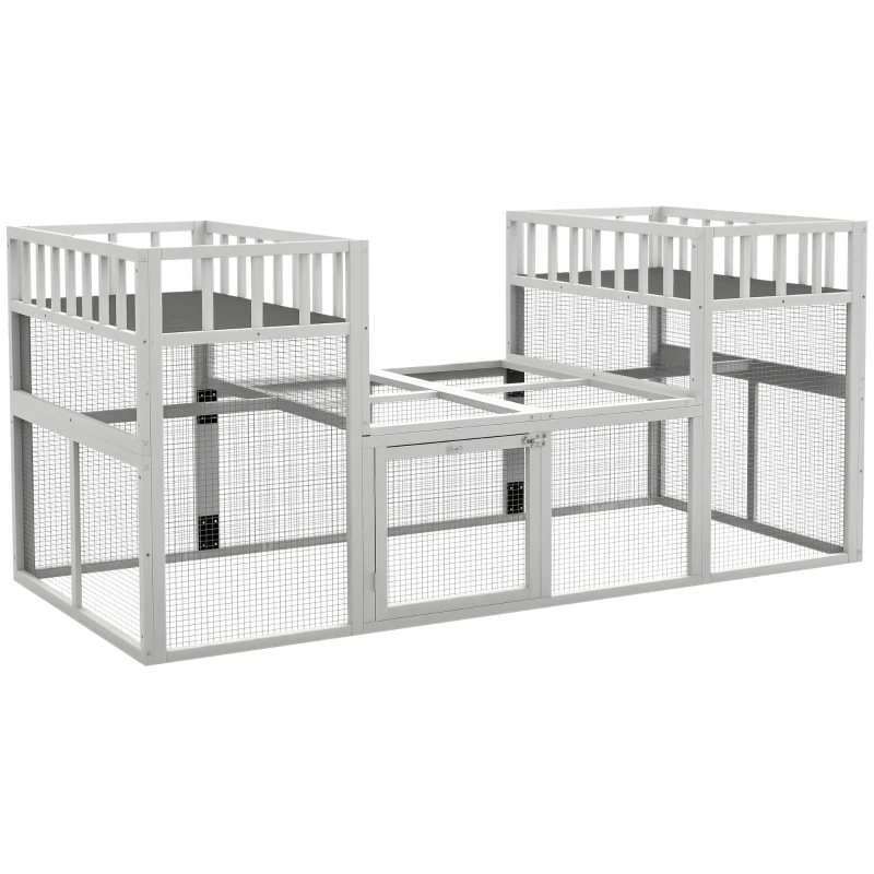 PawHut 7.3' x 3.6' Wooden Chicken Coop Combinable Design with Storage Shelf for 2-4 Chickens, Ducks, Goose, Rabbits, White