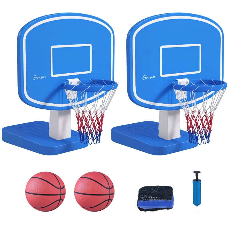 Soozier 2-in-1 Pool Basketball Hoop Poolside & Volleyball Set, Portable Basketball Hoop with Fillable Base