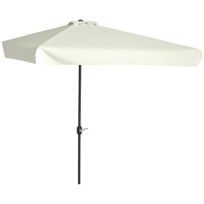 Outsunny 7.5ft Half Umbrella Semi Patio Parasol with Crank Handle, Top Vent for Garden, Balcony- NO BASE INCLUDED, Cream