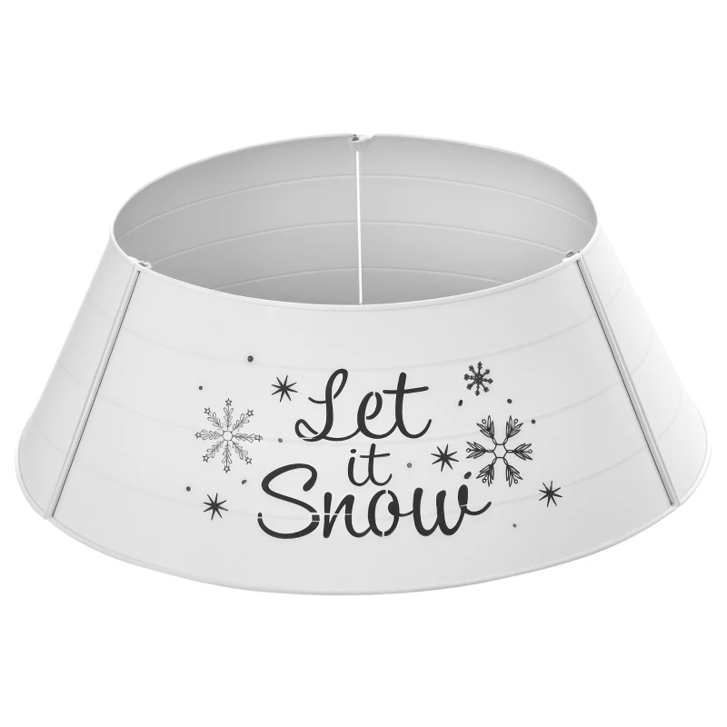 HOMCOM Metal Christmas Tree Collar, 26 Inch Round Christmas Tree Ring for Home Holiday Decoration, White