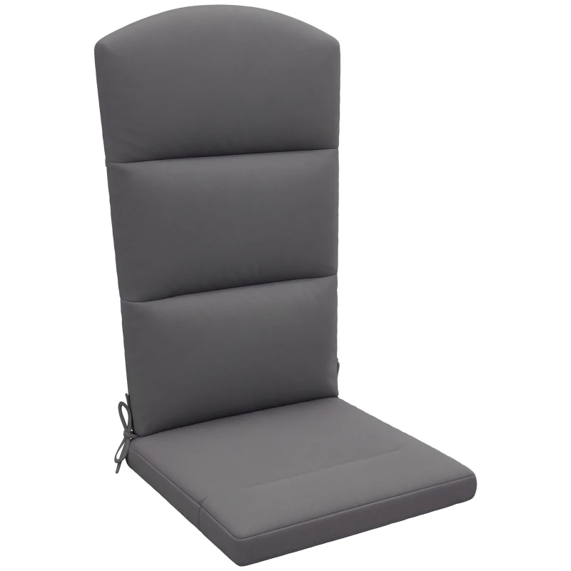 Outsunny Patio Chair Cushion for Adirondack Chairs Replacement Cushion with Back and Ties, Grey