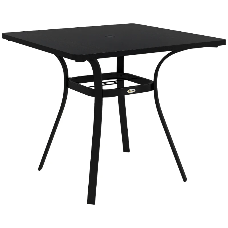 Outsunny Rectangle Patio Dining Table for 4 People with Steel Legs, Metal Tabletop for Garden, Backyard, Lawn, Balcony, Black