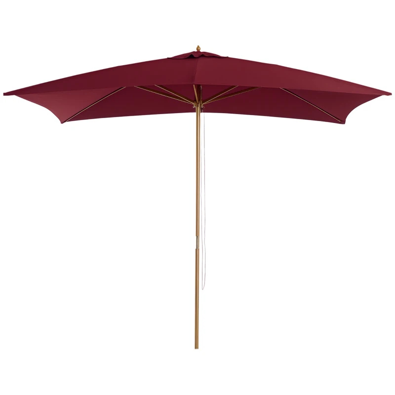 Outsunny Patio Umbrella Market Patio Sun Umbrella Rectangle Wine Red