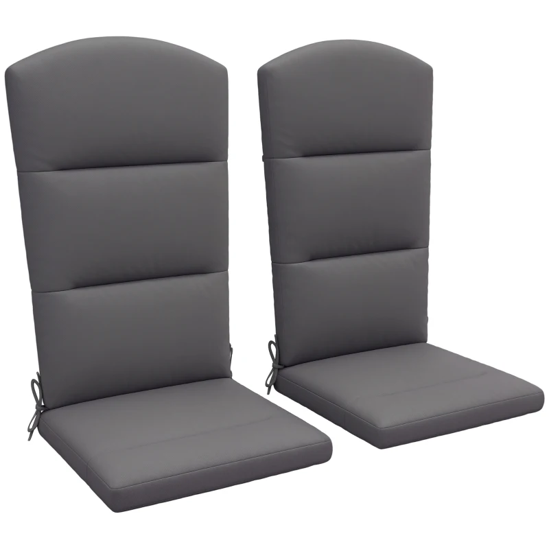 Outsunny Outdoor Chair Cushions for Adirondack Chair, Replacement Cushions with Ties, Seat & Back Cushion, Gray