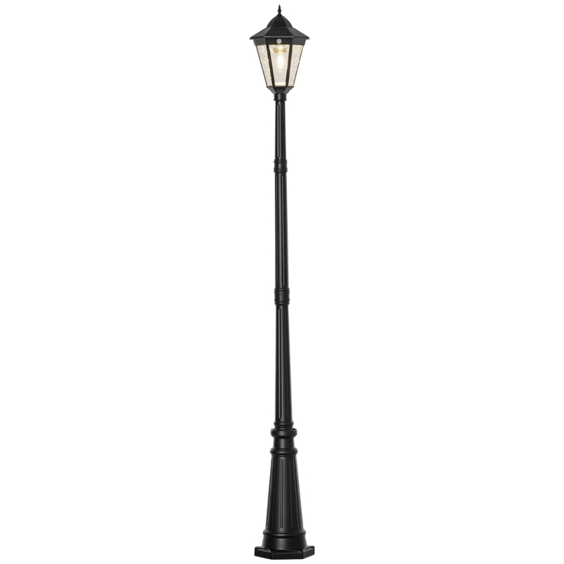 Outsunny 92" Solar Lamp Post Light Outdoor Street Lamp, Motion Activated Sensor PIR, Adjustable Brightness for Backyard, Black