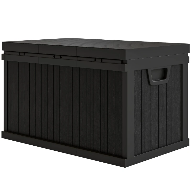 Outsunny 70 Gallon Deck Box, Resin Outdoor Storage Box with Handles, Waterproof Storage Container for Garden Tools, Black
