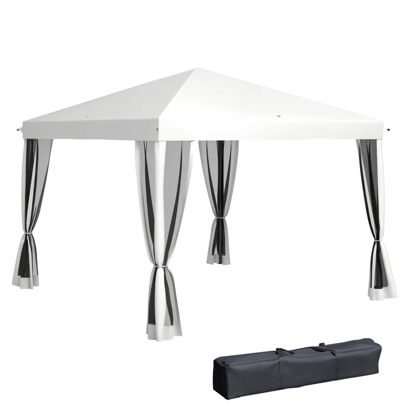 Outsunny 10' x 10' Pop Up Canopy Tent Gazebo with Removable Mesh Sidewall Netting, Carry Bag for Backyard Patio Outdoor, Cream