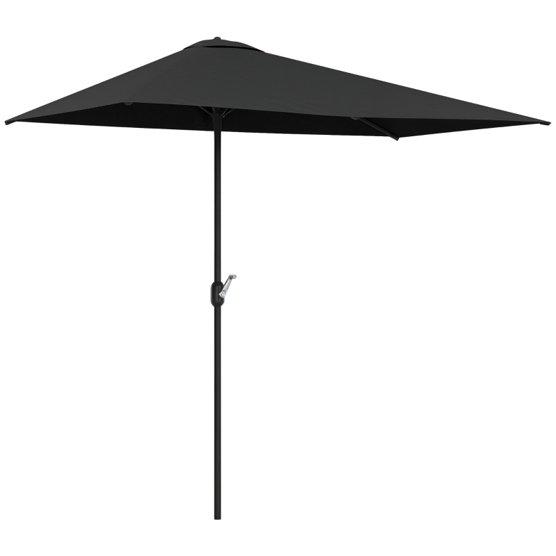 Outsunny 8ft Half Round Umbrella Outdoor Balcony Parasol Patio Garden Outdoor Window Sun Shade w/ 5 Ribs