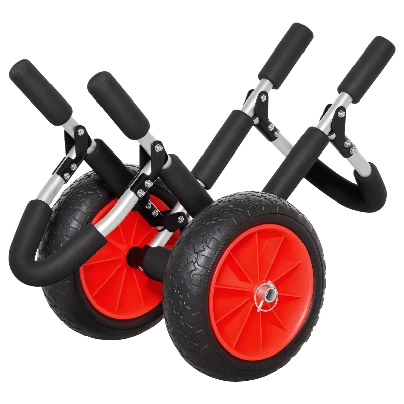 Outsunny Stand-Up Paddleboard Dolly, Aluminum Surfboard Trolley, Foldable Rolling Cart for SUPs Boat Canoe Carrier Float Mat, Jon Boat Easy Transport Cart