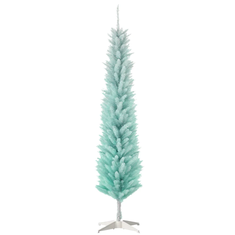 HOMCOM 6ft Pencil Christmas Trees, Skinny Artificial Christmas Tree for Xmas Holiday Decor, Gradient Blue