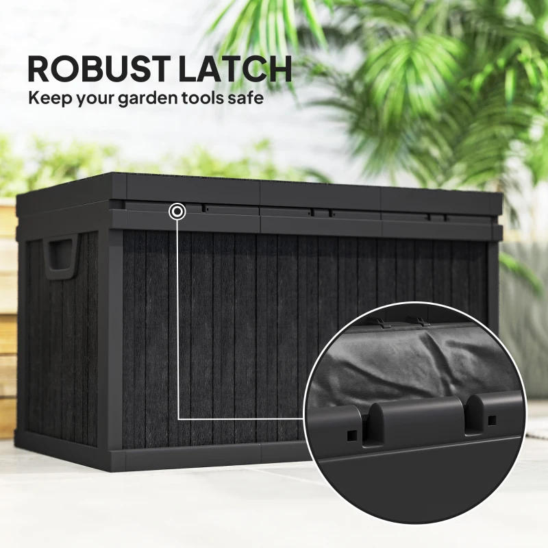 Outsunny 70 Gallon Deck Box, Resin Outdoor Storage Box with Handles, Waterproof Storage Container for Garden Tools, Black
