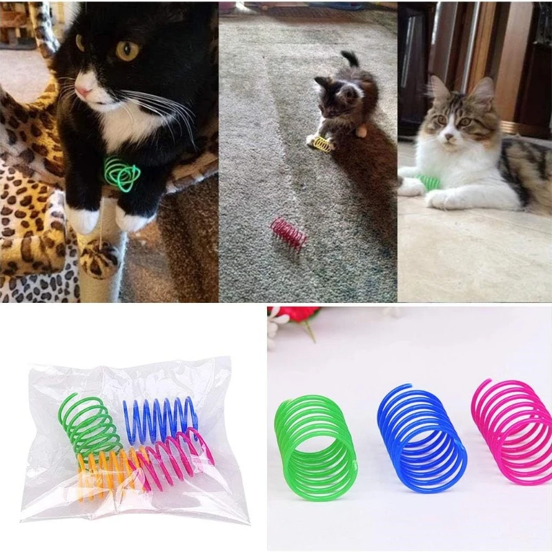 12-Piece Cat Spiral Spring Toy Set, Interactive and Durable Heavy Plastic Springs for Swatting, Biting, Hunting, 2" L x 1" W x 1" H, Multicolor