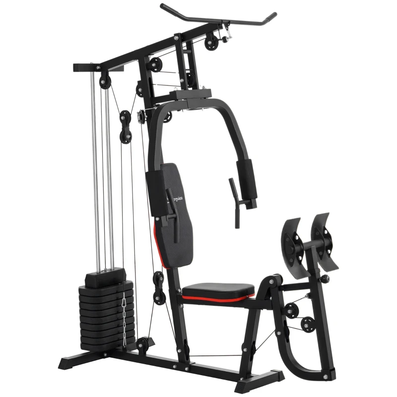 Soozier Home Gym Weights Machine, Multi Gym Lat Pulldown and Leg Workout Equipment with 99lbs Weight Stack