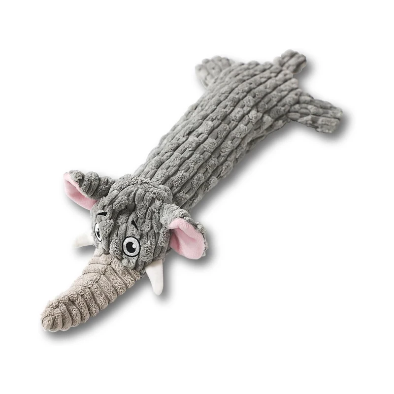 Squeaky Plush No Stuffing Crinkle Dog Toy for All Breed Sizes, Interactive Puppy Teething Water Bottle Chew Toy, 9" L x 1" W x 18" H, Gray