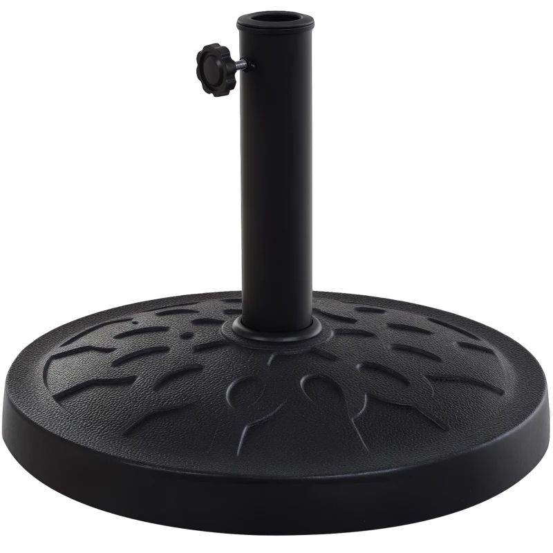 Outsunny 29 lbs Resin Round Patio Umbrella Stand Base Coated Pole Market Garden Umbrella Holder Parasol Holder Black