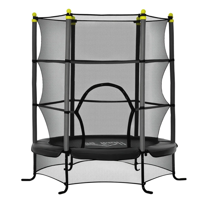 Soozier 5.3' Kids Trampoline with Safety Enclosure for 3-10 Years, Black