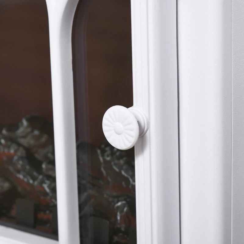 HOMCOM Electric Fireplace Stove, Freestanding Fireplace Heater with Realistic Flame, Adjustable brightness, Overheating Safety System, White