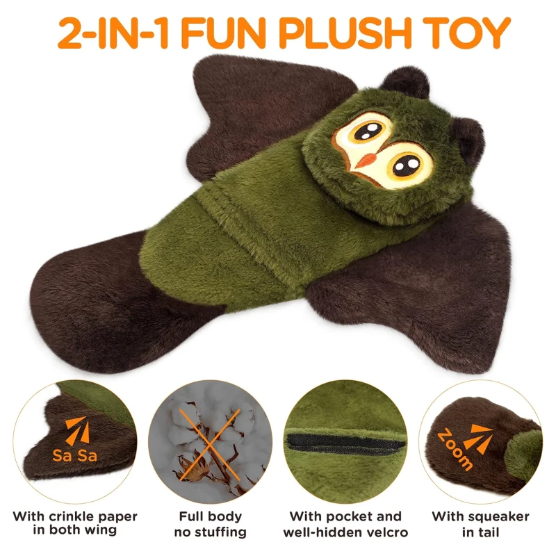 5-Pack Interactive and Durable Dog Squeak Toys for All Breed Sizes, No Stuffing Plush Crinkle Chew Toys, 16" L x 13" W x 1" H, Multicolor