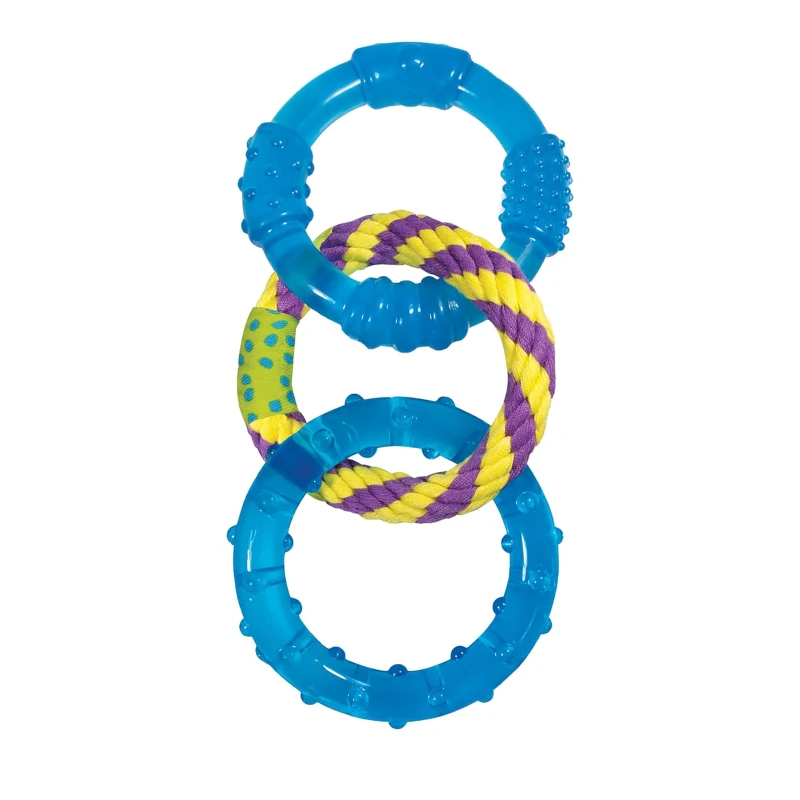 Petstages Orka Dental Links Dog Chew Toy with ORKA Material, Textured Design for Teeth Cleaning, Gum Massage, 9" L x 4" W x 1" H, Multicolor