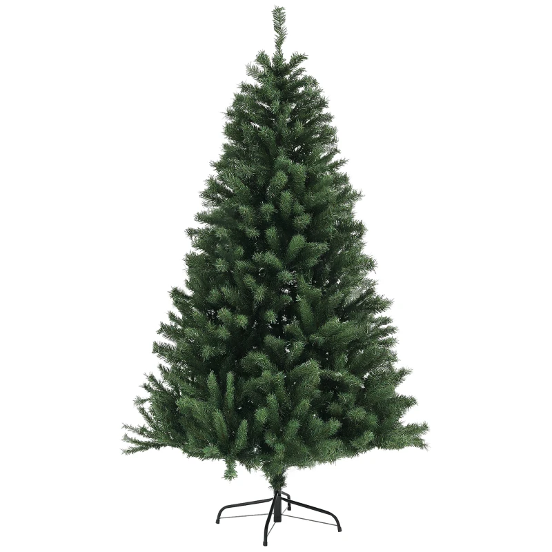 HOMCOM 6ft Artificial Christmas Trees with 1000 Branch Tips, Auto Open and Steel Base, Green