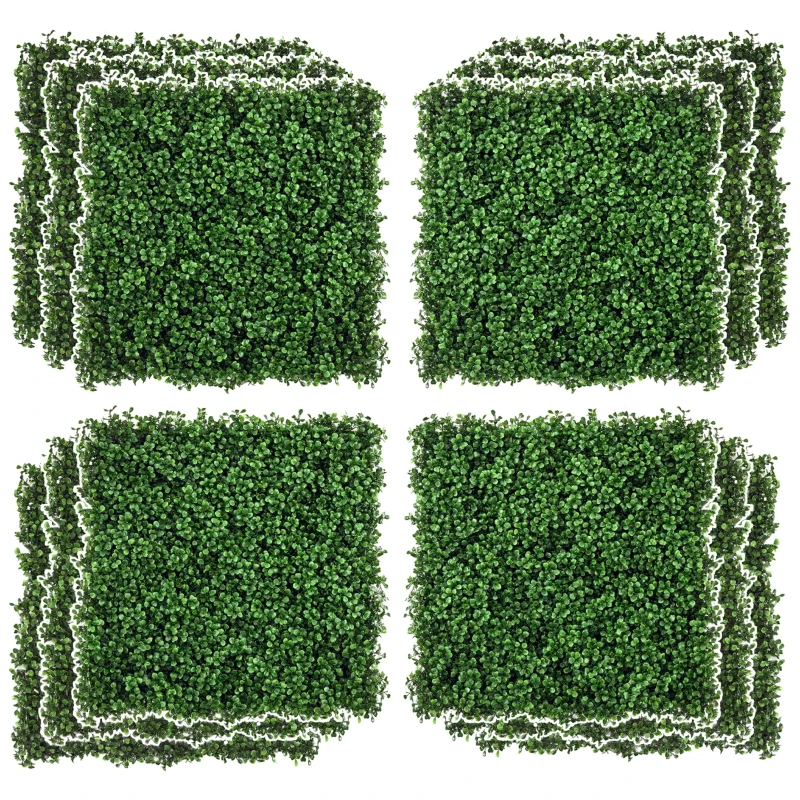 Outsunny 12-Piece Milan Artificial Grass, Fake Green Wall Grass with Water Drainage for Home, Garden, Light Green, 19.75" x 19.75"