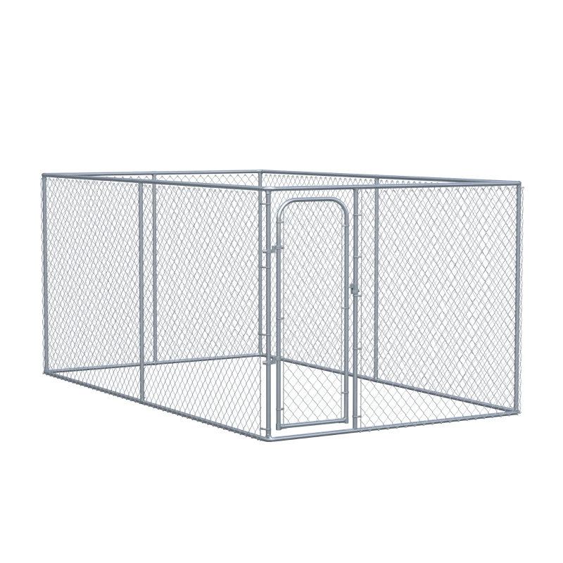 PawHut Large Dog Kennel Outside, Heavy Duty Dog Cage, Outdoor Fence Dog Run with Galvanized Chain Link, Secure Lock, 13.1' x 7.5' x 6'