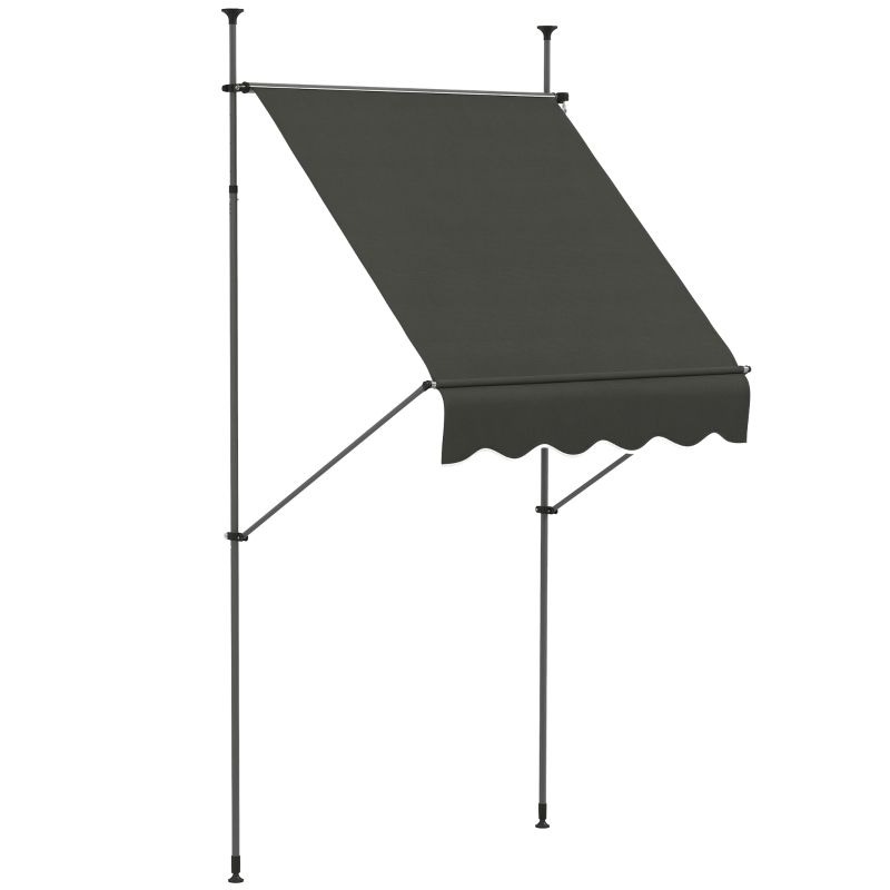 Outsunny 5' x 4' Manual Retractable Awning, Non-Screw Patio Awning, UV Resistant, for Window or Door, Dark Gray