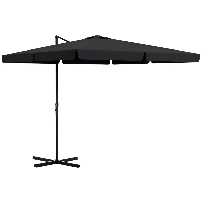 Outsunny 10' Cantilever Patio Umbrella, Square Offset Umbrella with Tilt, Crank, Cross Base, Aluminum Pole and Air Vent, Gray