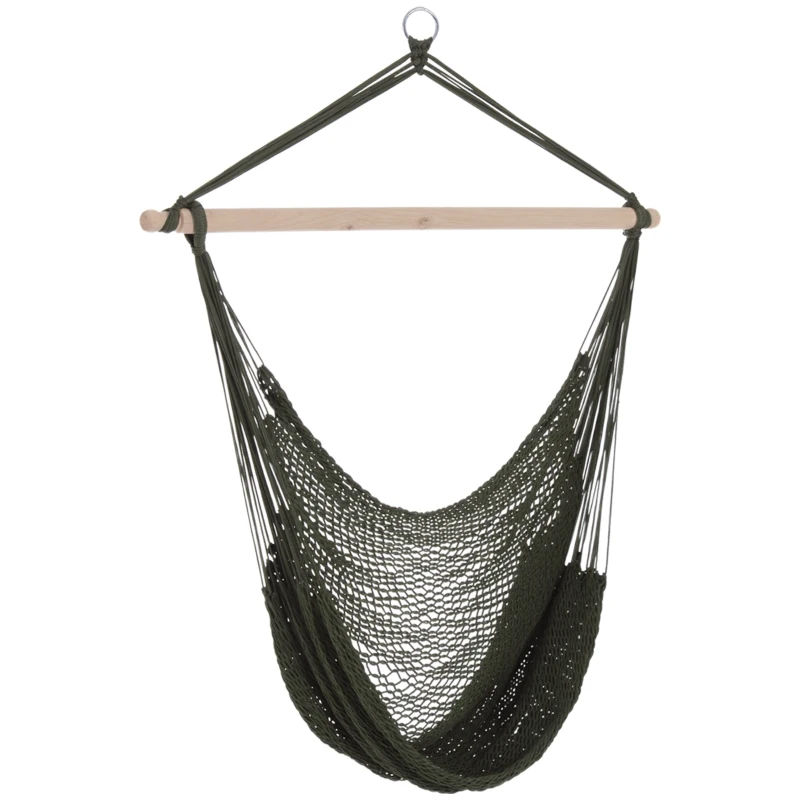 Outsunny Portable Hammock Chair, Hanging Woven Hammock Swing Chair Sleeping Bed for Outdoor Garden Yard Camping, Army Green
