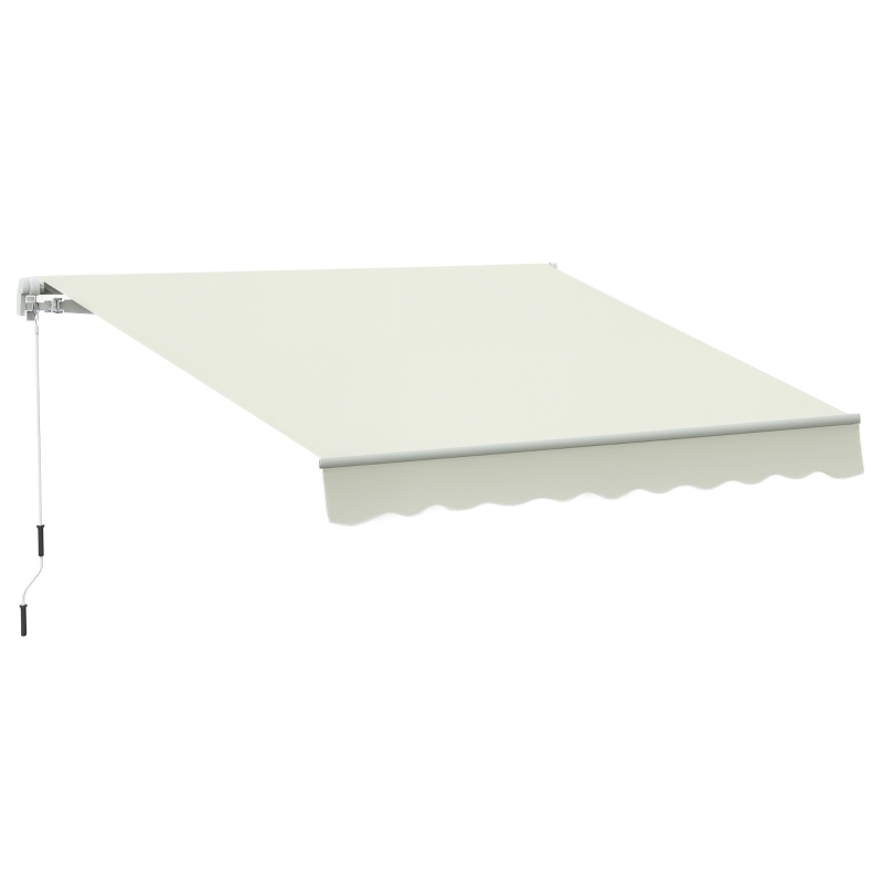 Outsunny 10' x 8' Manual Retractable Awning, Sun Shade Shelter Canopy, with Aluminum Frame and UV Protection for Patio Deck Yard Window Door, Cream White