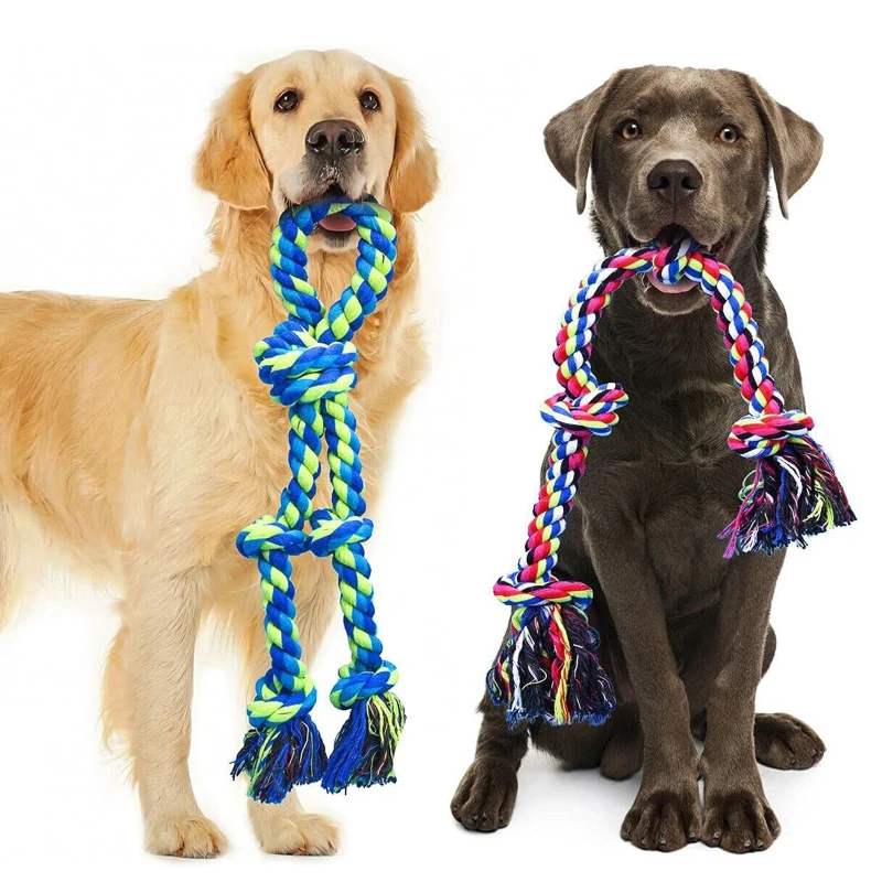 2 Pack Tug of War Toy with Teeth Cleaning Feature, Heavy Duty Dog Rope Toys for Large Breed Chewers, 6" L x 6" W x 2" H, Green+Red