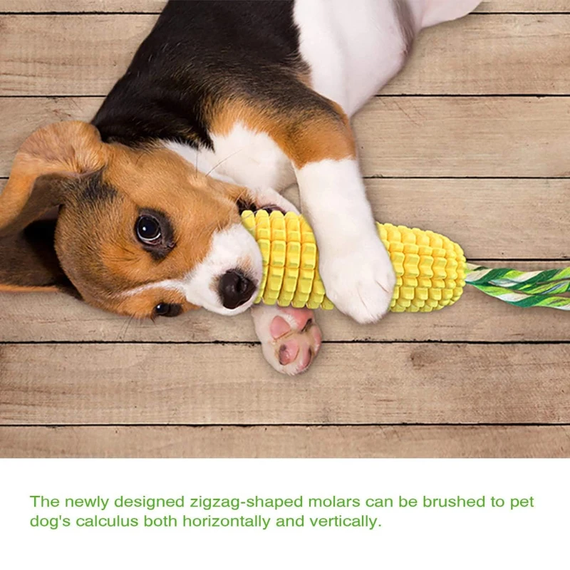 Carllg Indestructible Dog Chew Toy for Aggressive Chewers, Squeaky Interactive Corn Stick for Small to Large Breeds, 6" L x 2" W x 2" H, Yellow